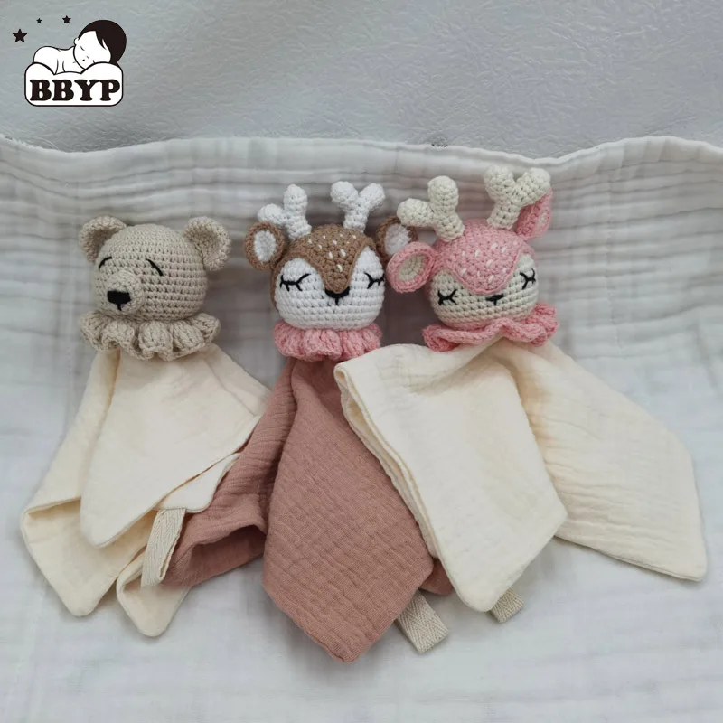 Baby Soother Appease Towel Bib Soft Elk Bear Elephant Sleeping Doll Teether Infants Comfort Sleeping Nursing Cuddling Blanket