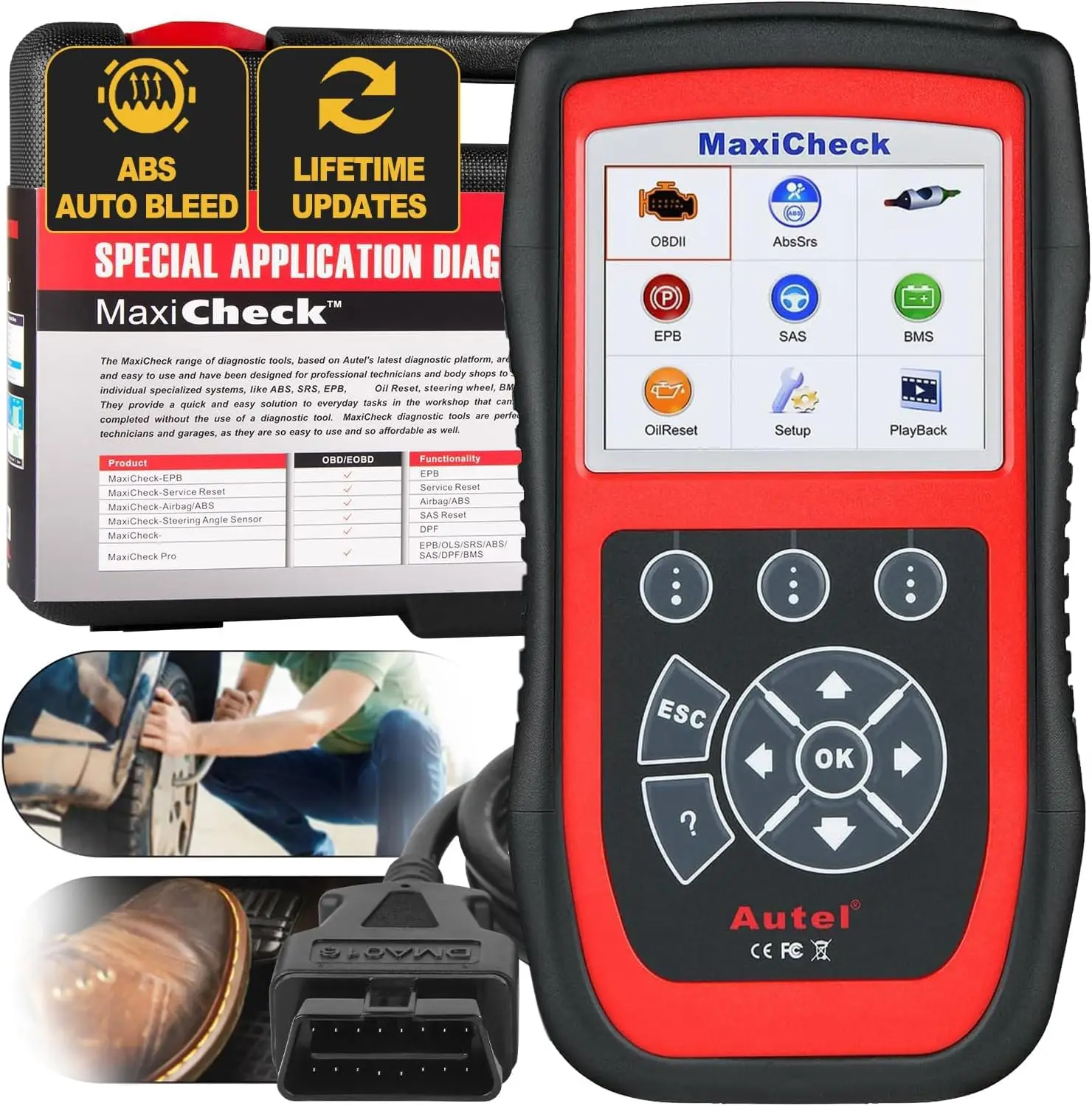 

MaxiCheck PRO Auto Bleed Scan Tool for ABS Brake Bleeding OBD2 ABS SRS Diagnostic Scanner Oil Reset BMS EPB Airbag SAS