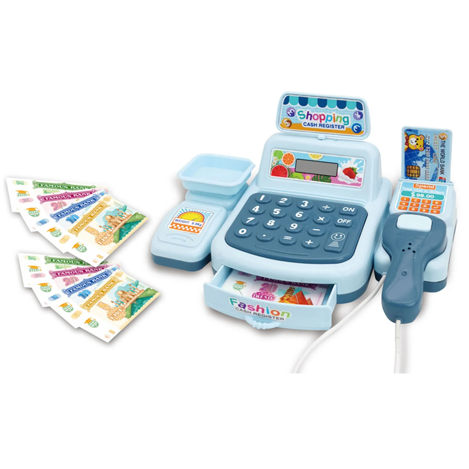 ZK30 Cash Register Toy with Scanner Lights Sounds Effect Interactive Kids Supermarket Checkout Toy for Children