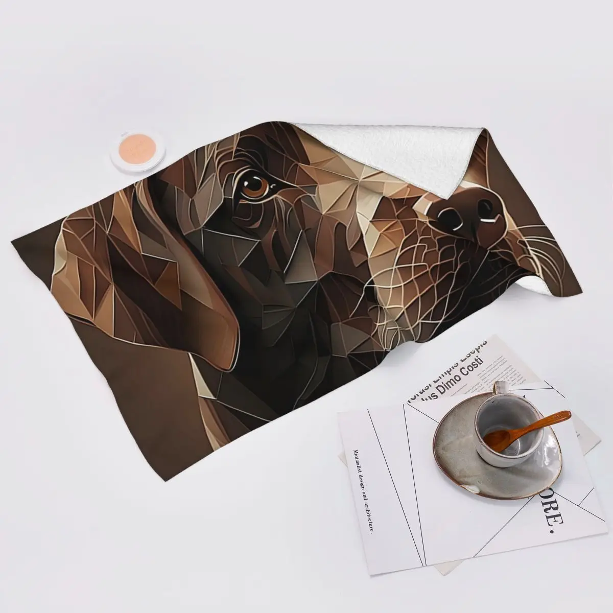 Toalla de cara suave con ilustraciones geométricas personalizadas Choco A Chocolate Labrador, toallas de algodón absorbentes para baño de piscina de secado rápido