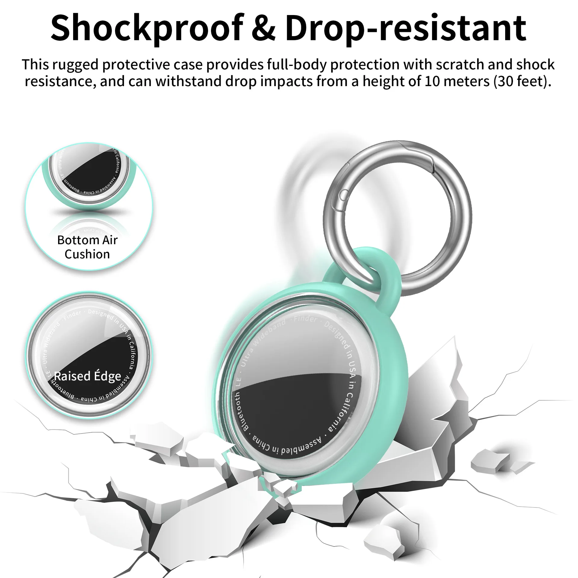 Eayburst TPU Wasserdichte Hülle für Apple Airtag Halterung Stoßfest Anti-Verlust Schlüsselanhänger Airtags Zubehör für Schlüssel Taschen Gepäck Haustiere – Detail 4