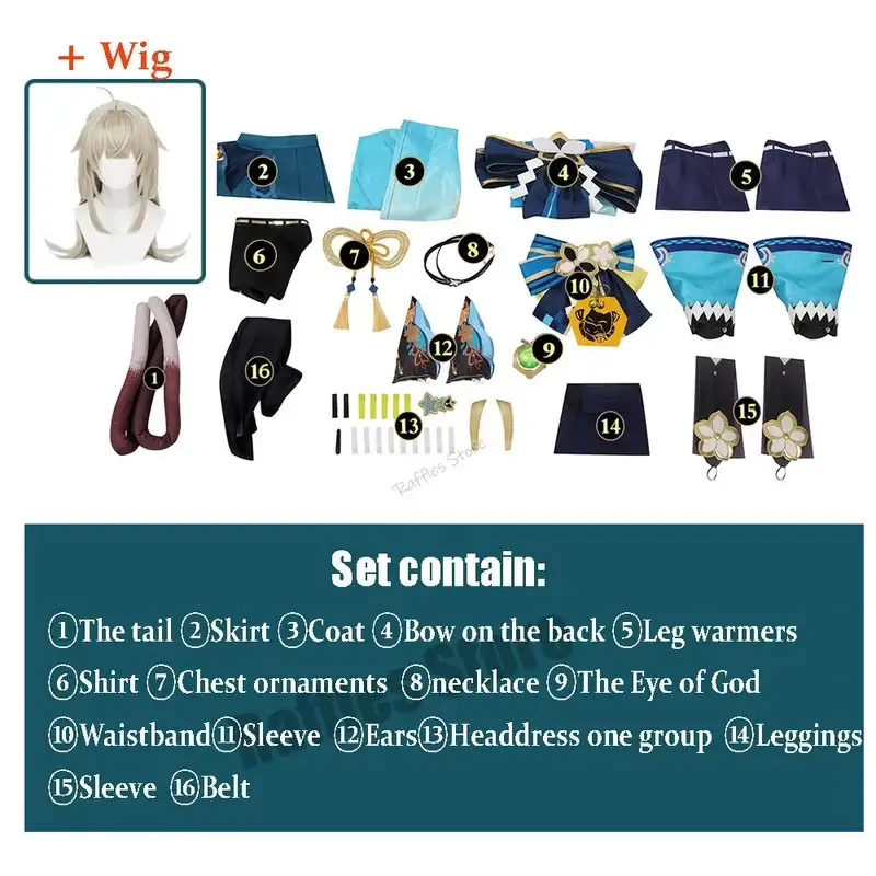 키라라 코스프레 의상 가발 게임 겐신 임팩트 귀 꼬리 귀여운 고양이 귀여운 키라라 드레스 할로윈 키티 의상 여성용