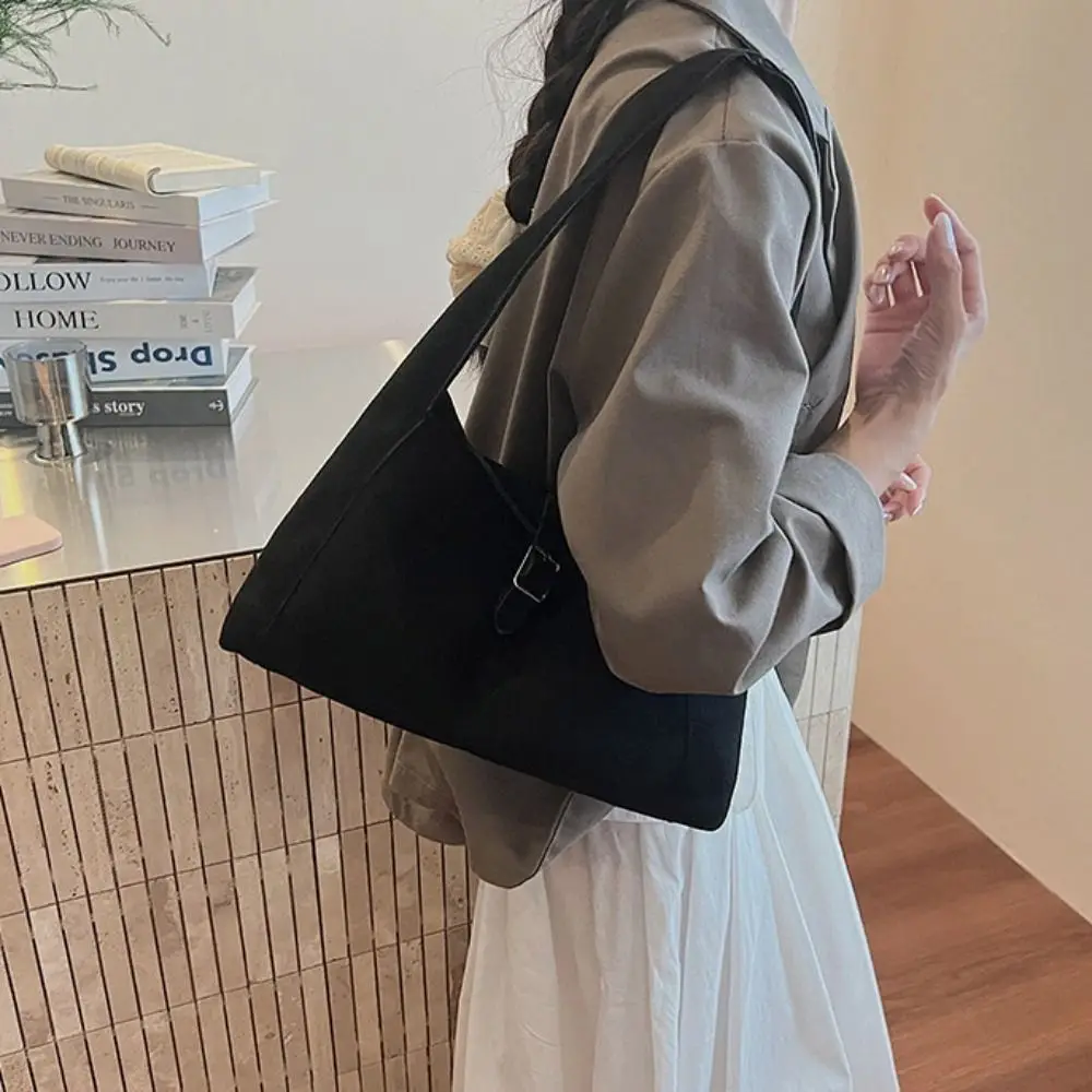 

Sweet Korean Style Suede Tote Bag Tote Bag PU Leather Large Capacity Handbag Large Capacity Solid Color Underarm Packs Travel