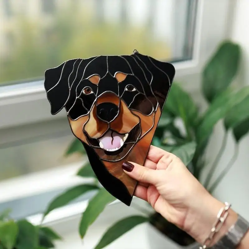 Sun Catchers Indoor Window Stained Glass Peeping Dog Window Decor Funny Stained Glass Peeping Animal Acrylic Cartoon Dog Sun