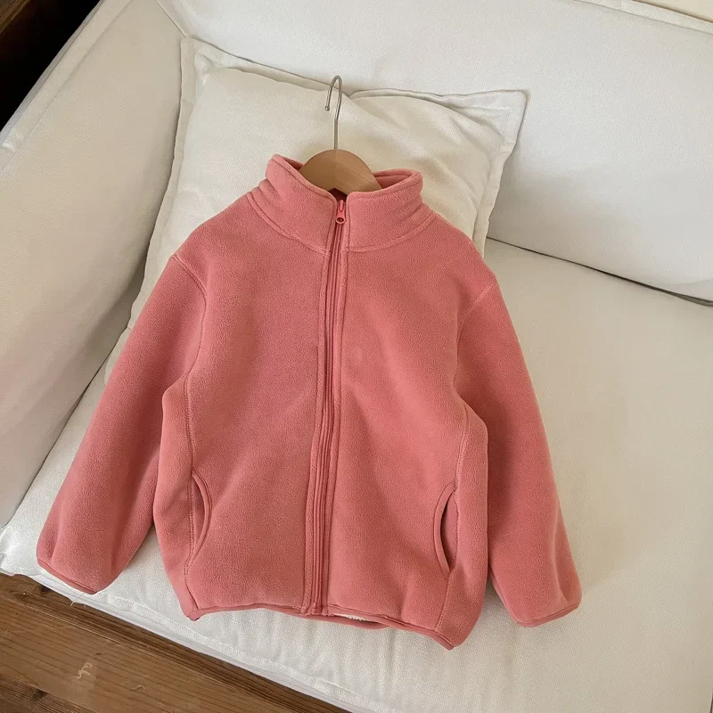 2024 Solid Sport Cold Jacket Long Sleeve Zipper Children\'s Clothing Casual Outerwear Polyester Kid Coat Baby Girl Winter Clothes