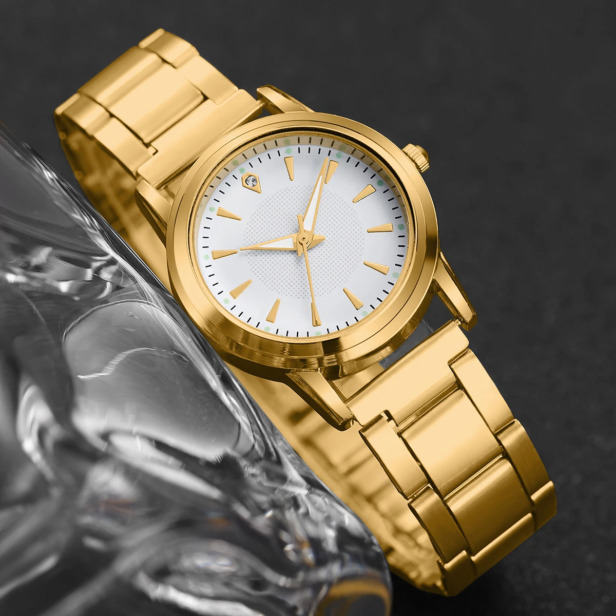 6 sztuk/zestaw moda kobiety zegarki pozłacany pasek damski zegarek kwarcowy zestaw biżuterii Rhinestone Relogio Feminino (bez pudełka) — zdjęcie 4