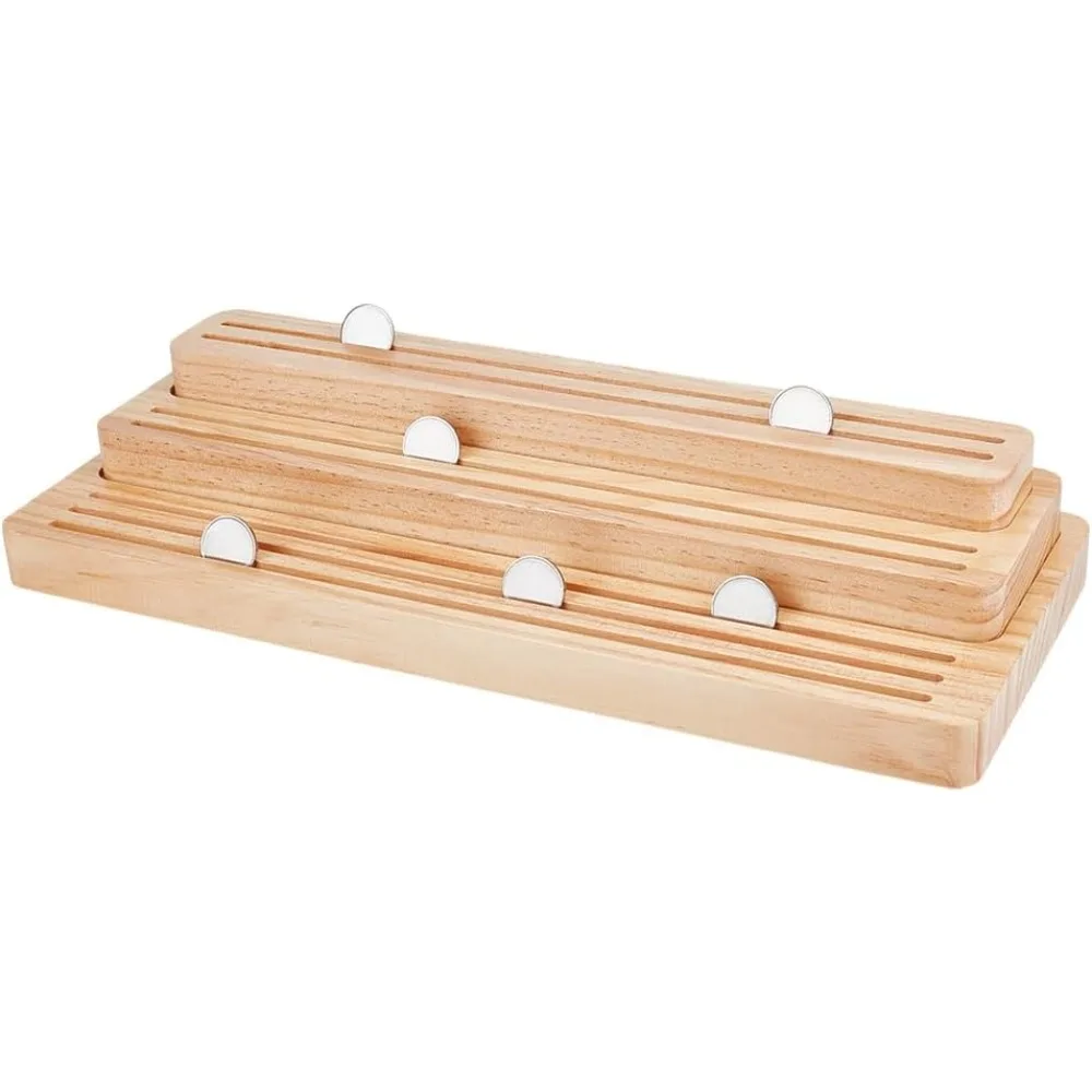 

3-Tier Wood Challenge Coin Display Stand 7 Rows Coins Storage Organizer Holder Rack Shelves for Desk Collectors Gift