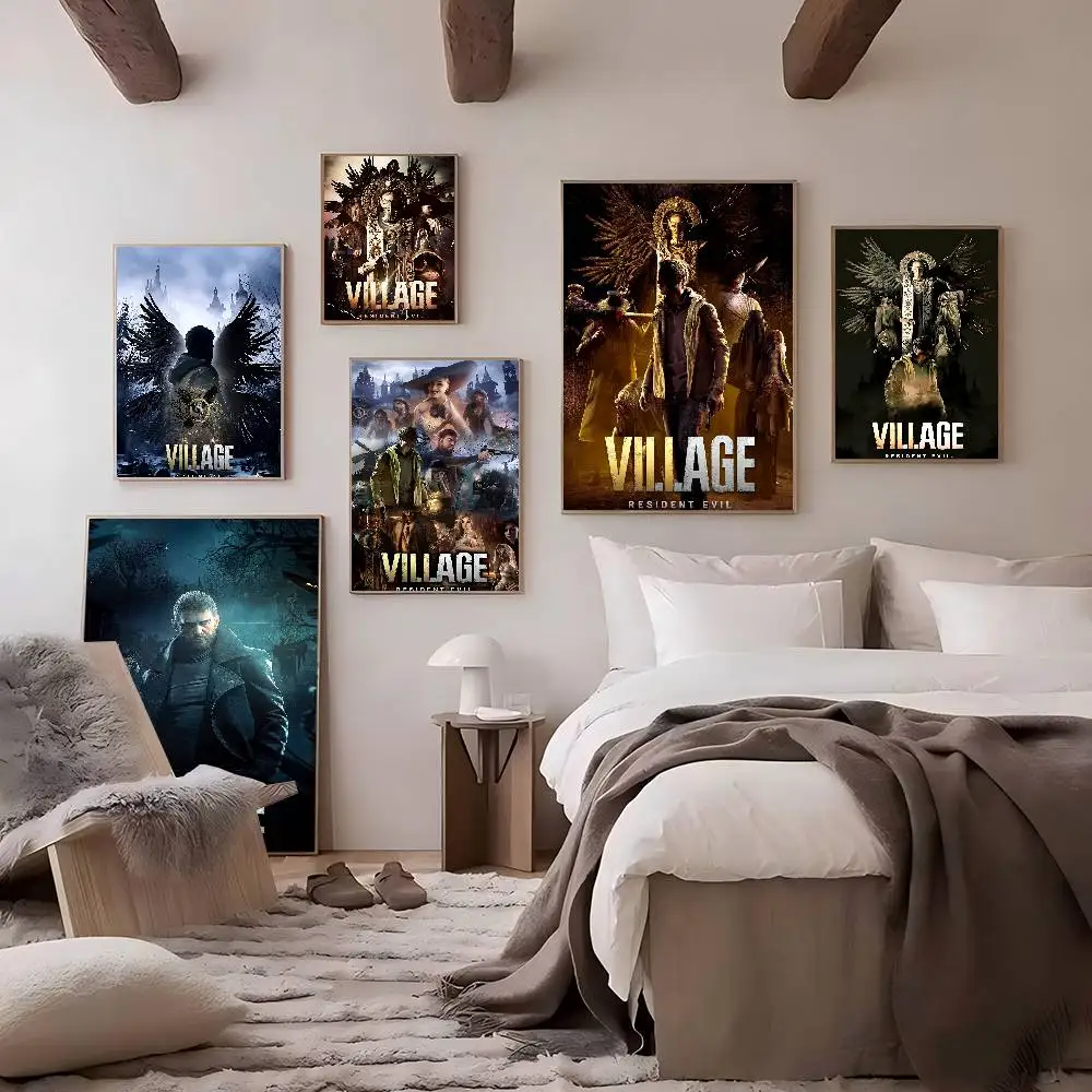 Resident-Evil 8 Village Self-adhesive Art Poster Whitepaper Prints Posters Artwork Aesthetic Art Wall Painting