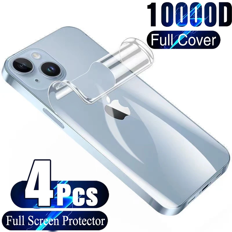IPhone用スクリーンプロテクター,iPhone 11,12,13,14,15 pro,Max, 12, 13 mini,14,15 plus用の保護フィルム,4個