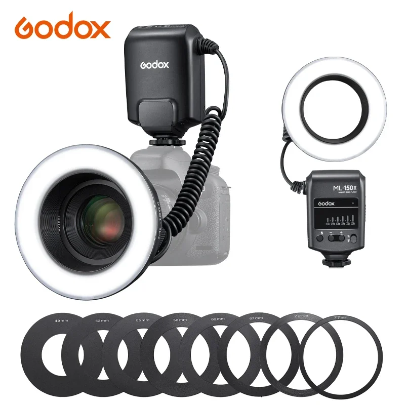 Godox ML150II Macro Ring Flash Light For Canon Nikon Pentax Sony Olympus DSLR Cameras Photography Speedlight Dental Led Light