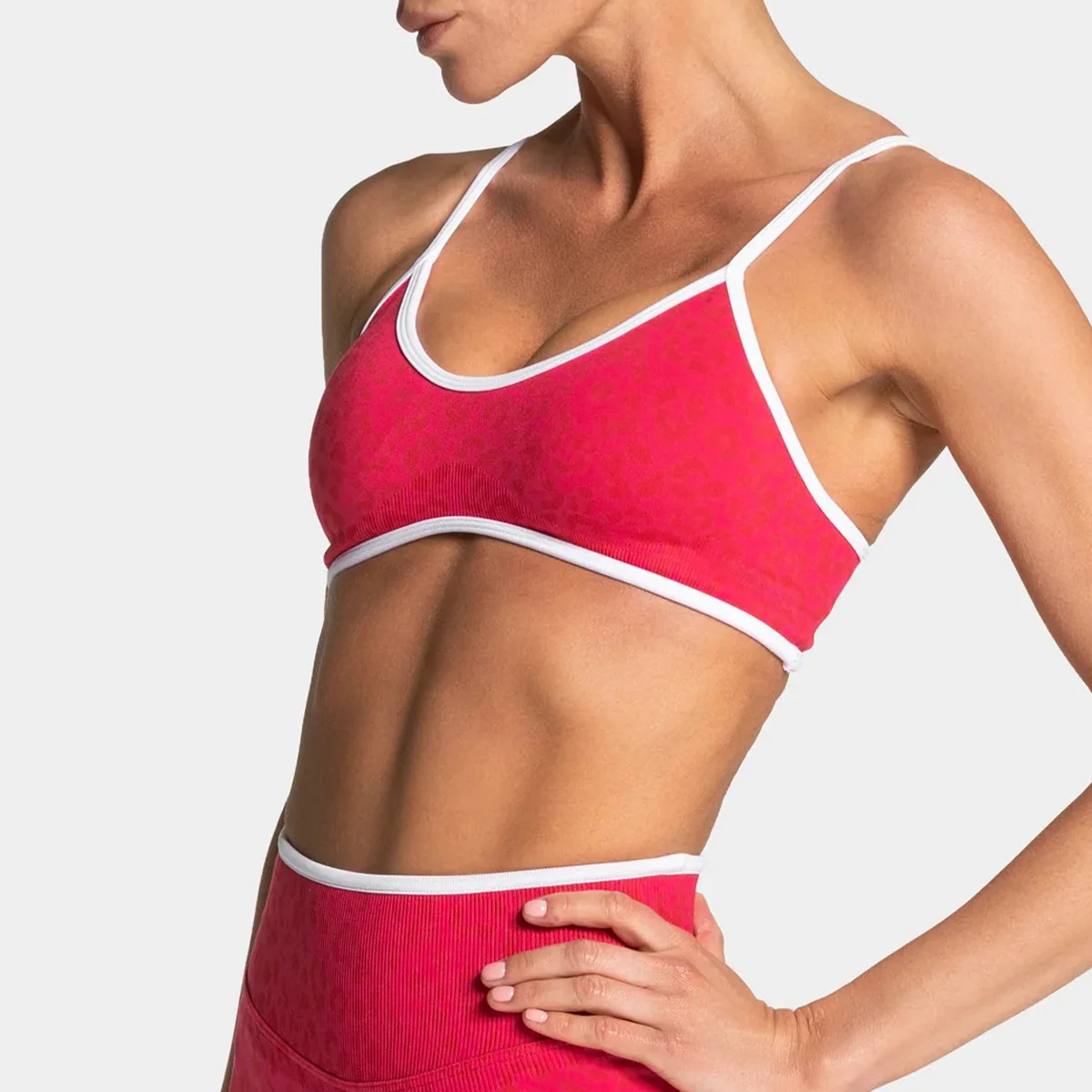 Damen Sport-BH mit Leopardenmuster für Outdoor-Laufen, Fitness-Studio, Workout, Aktivwear mit Stoßdämpfung