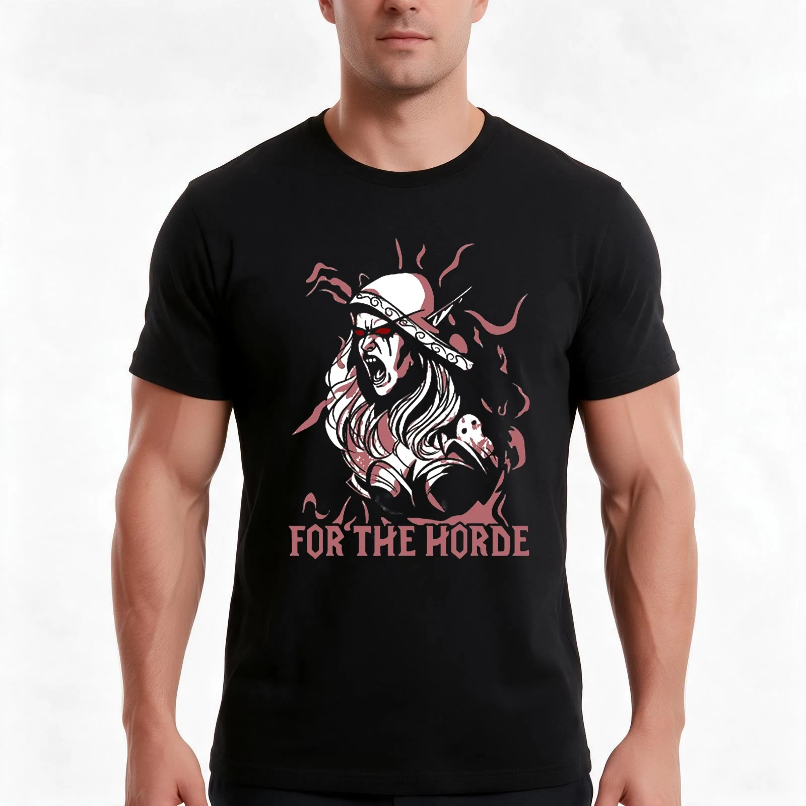 For The Horde – Sylvanas Windrunner T-Shirt, Summer Casual Cotton Tee, Oversized Streetwear Tops, Vintage Graphic Print