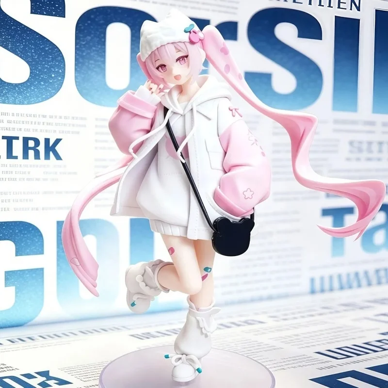 18,5cm Hatsune Miku Sakura Ver Cooler Stil Hoodie-Outfit PVC Anime-Figur Spielzeug Desktop-PC-Gehäuse-Deko Sammlermodell Puppe Geschenk