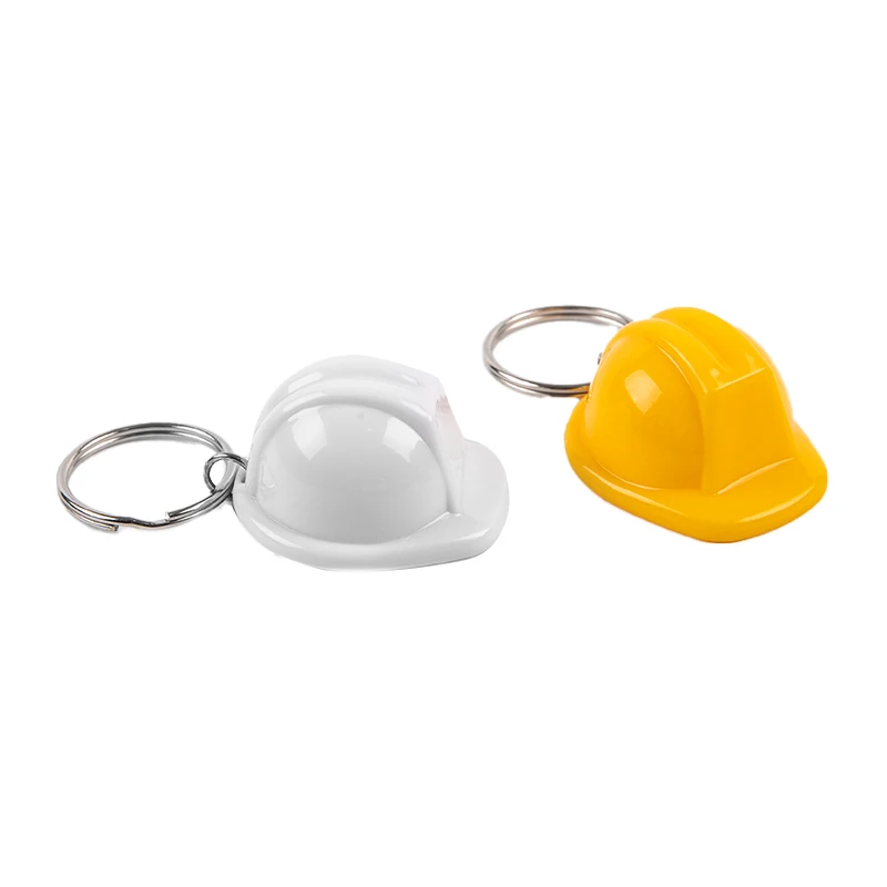 1PCS Plastic Helmet Hard Hat Keychain Event Holiday Creative Practical-Yellow/White Color Safety Helmet Keychain Jewelry Gift