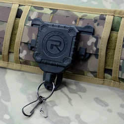 ROCOTACTICAL-carrete autoretráctil Molle, herramienta táctica, Cable de eslinga, mosquetón de alta resistencia, llavero, soporte de insignia de identificación, carrete de llave