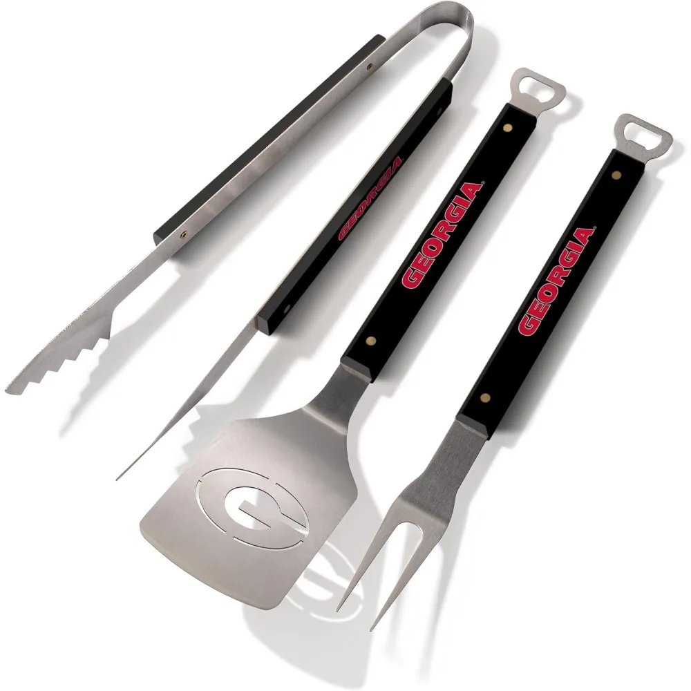 

3-Piece NCAA BBQ Set with Laser-Cut Design, Team-Colored Handles & Bottle Opener