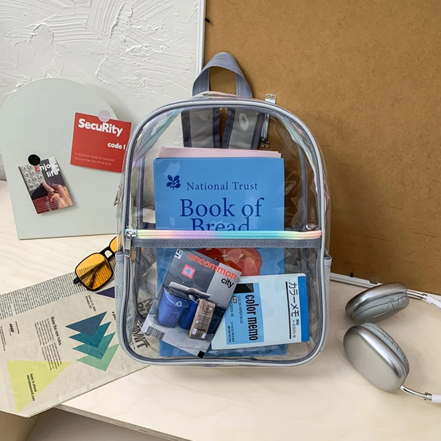 Transparent Exquisite PVC Fashion Backpacks Waterproof Durable Daily Commute School Bags hot sale Students Versatile Backpacks
