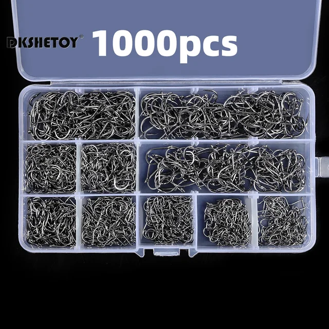 100-1000 sztuk haczyki na ryby z kolczastym haczykiem na przynętę z plastikowym pudełkiem zestaw do słonowodnych narzędzi wędkarskich słodkowodnych
