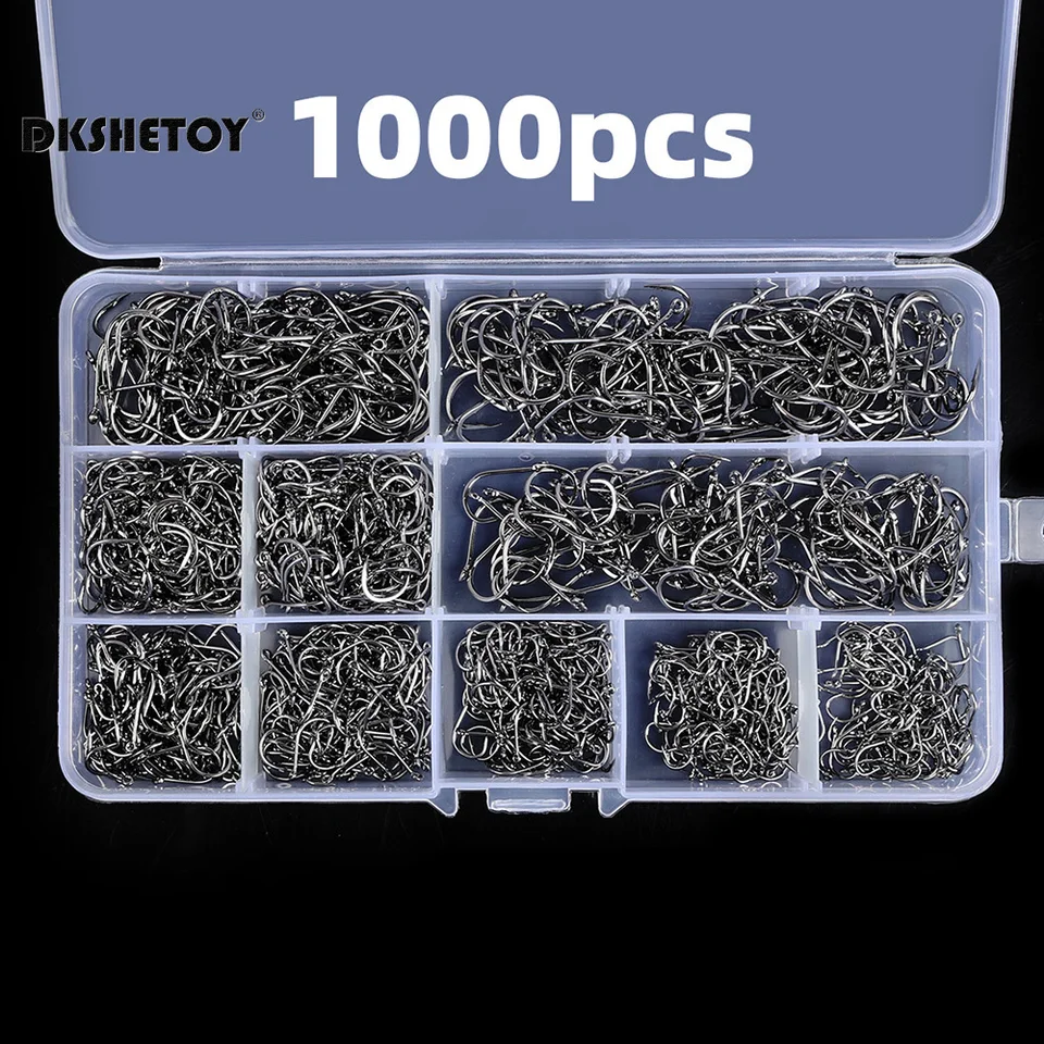 바닷물 민물 낚시 도구에 대한 플라스틱 상자 키트와 미끼에 대한 가시 낚시 바늘과 100-1000pcs 물고기 후크