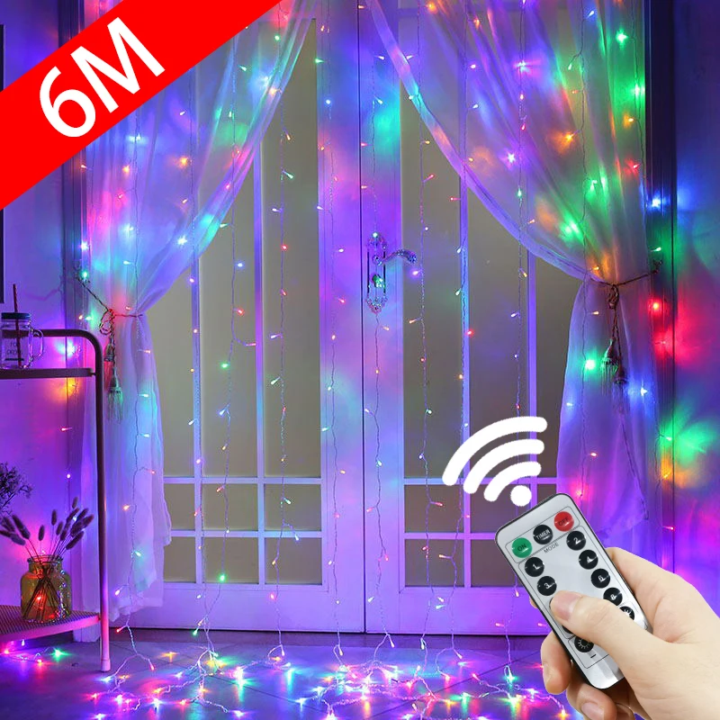 

3/4/6M LED String Lights Christmas Decoration Remote Control USB Wedding Garland Curtain Lights Bedroom Light Bulbs Fairy Lights