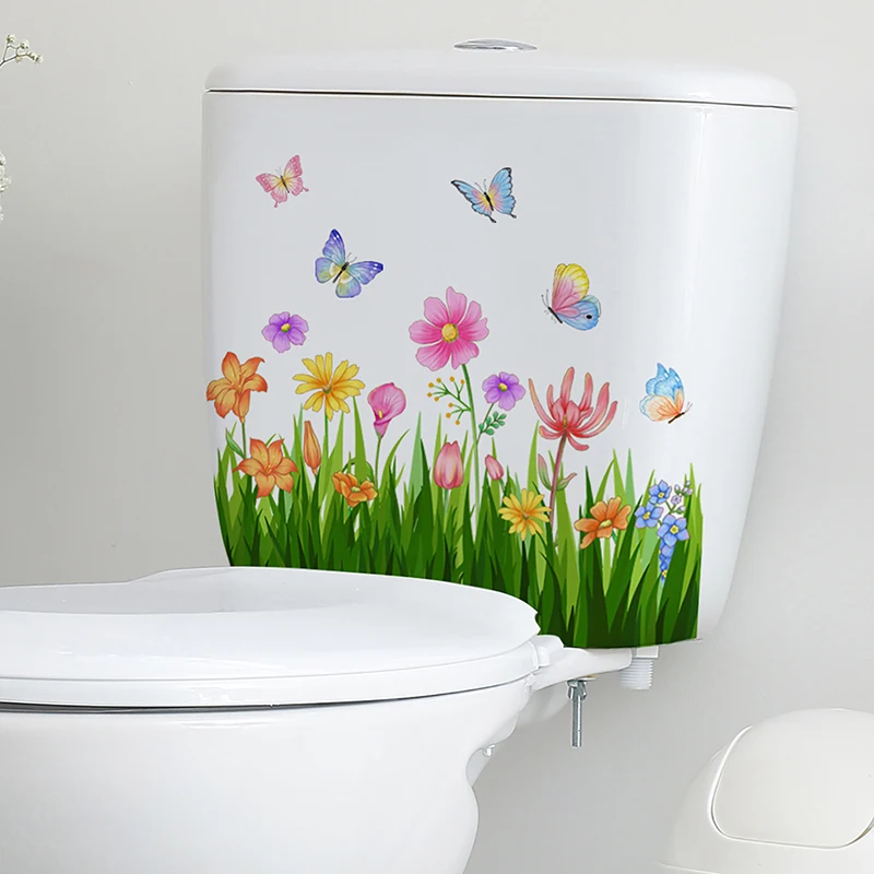 Varie piante verdi fiori Wall Sticker bagno Toilet Decor decalcomanie soggiorno Cabinet decorazione della casa murale autoadesivo