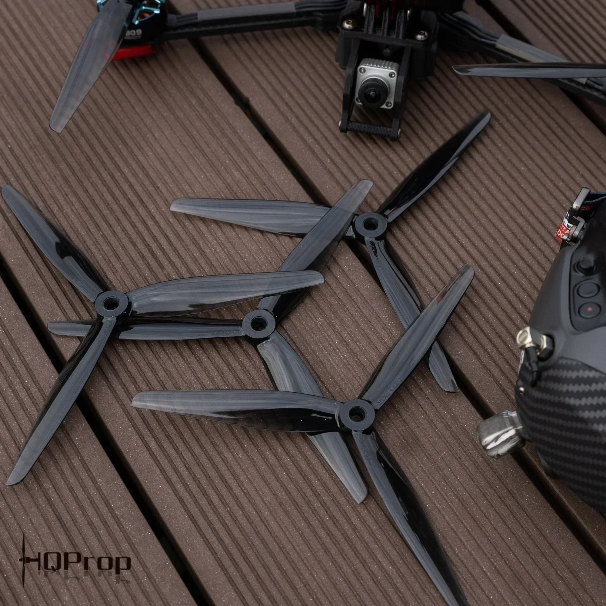 HQProp 7.5X3.7X3 7.5‑Inch 3‑Blade PC Propellers, Transparent Grey 2Pairs (2CW+2CCW) for IFlight Chimera7 Pro Long‑Range FPV Quad
