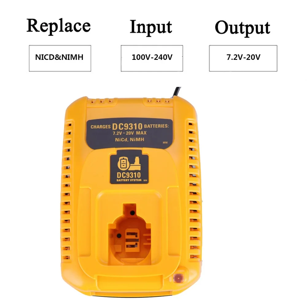 Battery Charger Protector DC9310 for Dewalt 7.2V-20V NiCD & NiMH Battery Suit for DW9057 DC9071 DC9091 DC9096 Batteries Charger