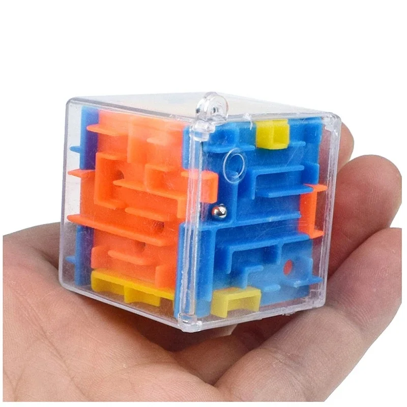 Mini 3d Doolhof Magische Kubus Zeszijdige Transparante Puzzel Kubus Rollende Bal Blokjes Doolhof Speelgoed Voor Kinderen Stress Reliever Speelgoed