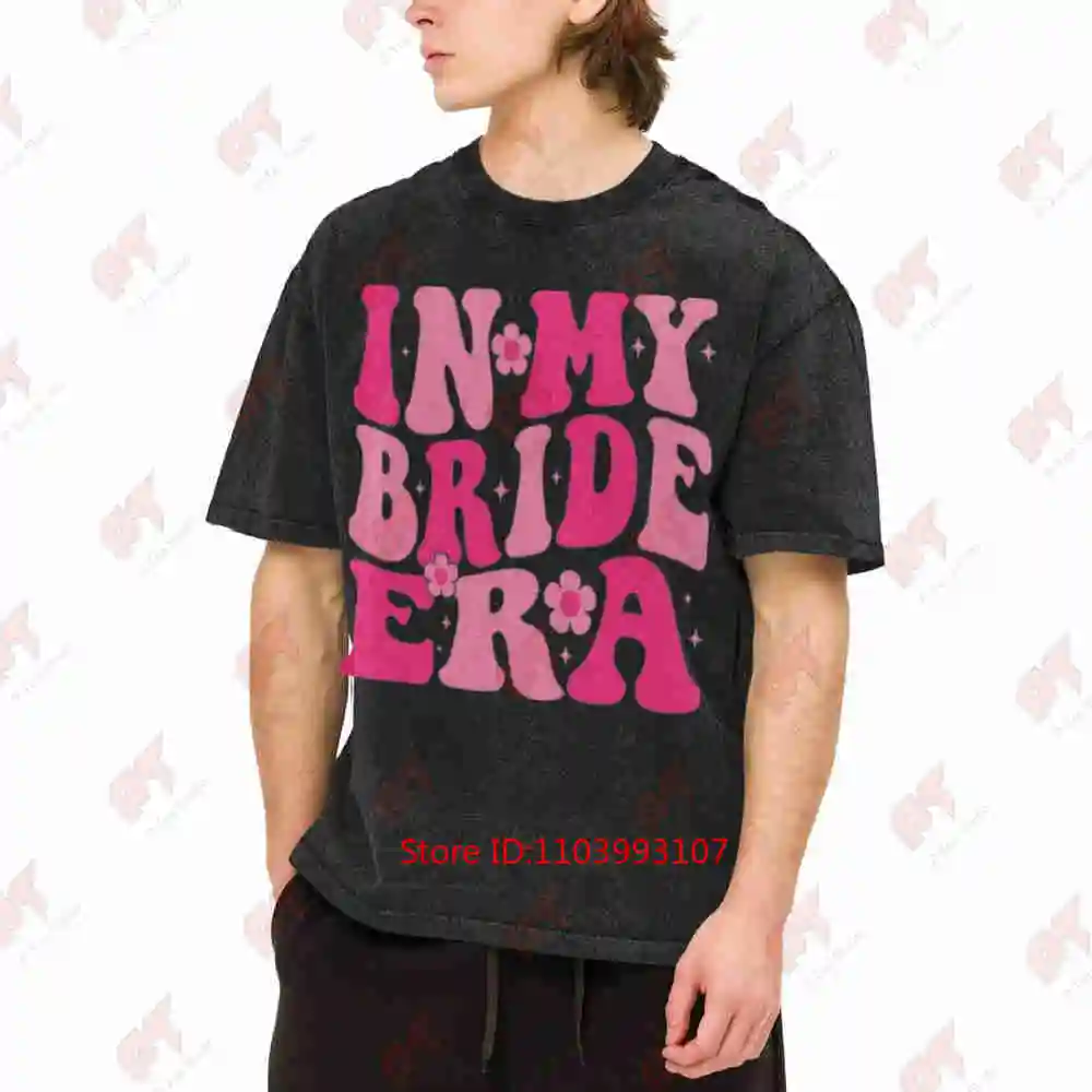 In My Bride Era Bridal Floral Groovy Vintage Washed Tee Pure Cotton T-Shirt