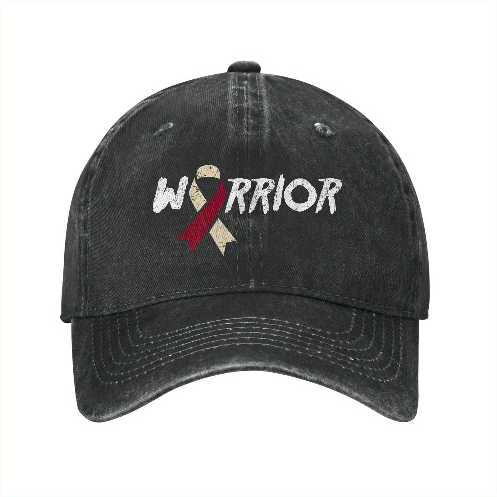 Head Neck Cancer Warrior Trucker Hat - Adjustable Snapback Baseball Cap with Red Ribbon Awareness Design, Lightweight