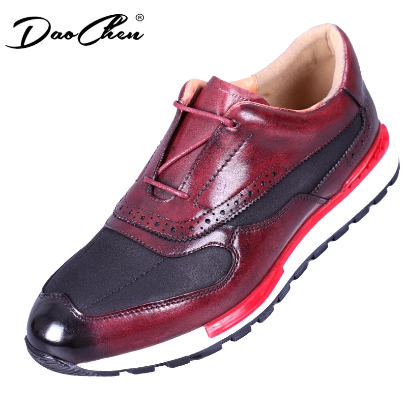 DAOCHEN FASHION DESIGNS MEN CASUAL SHOES GREEN RED WHITE PACTCHWORK SUEDE LACE UP MENS DRESS SHOES SNEAKERS LEATHER SHOES MEN