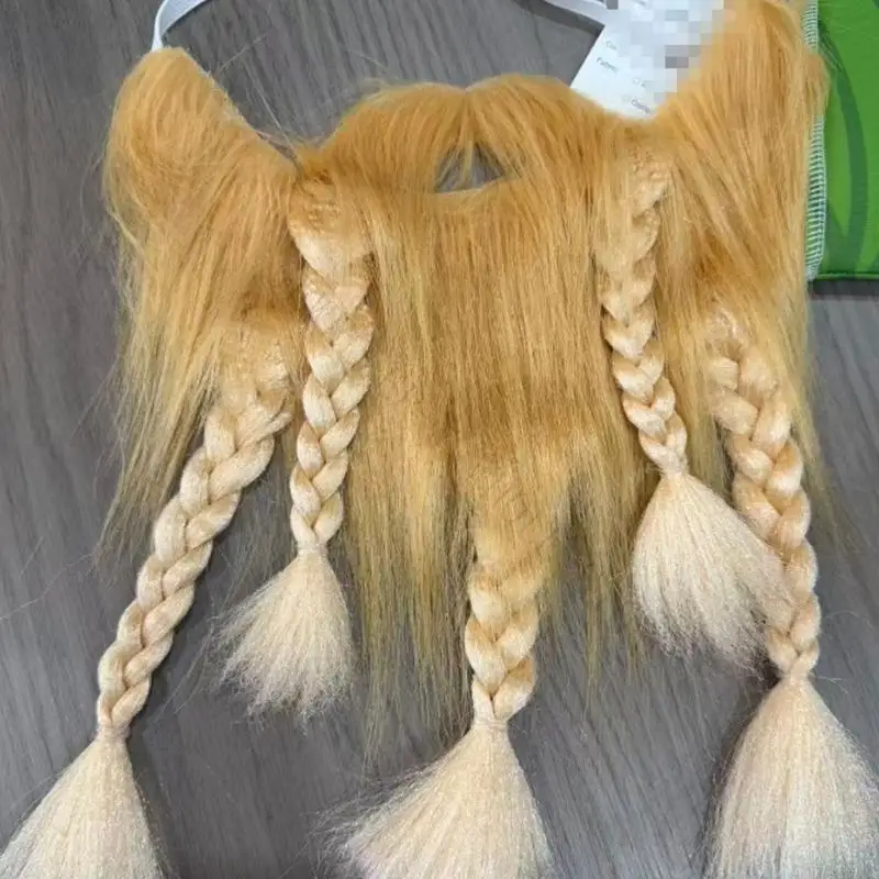 R7UF Costume Beard Accessory with Braided Mustache, Adhesive Beard Piece for Stage Role Play, Parties, and Cosplay Wear