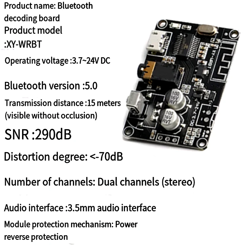 Carte récepteur audio 5.0 compatible Bluetooth pour MP3, carte décodeur sans perte, musique stéréo sans fil, XY-WRBT technique, 1-5 pièces/lot