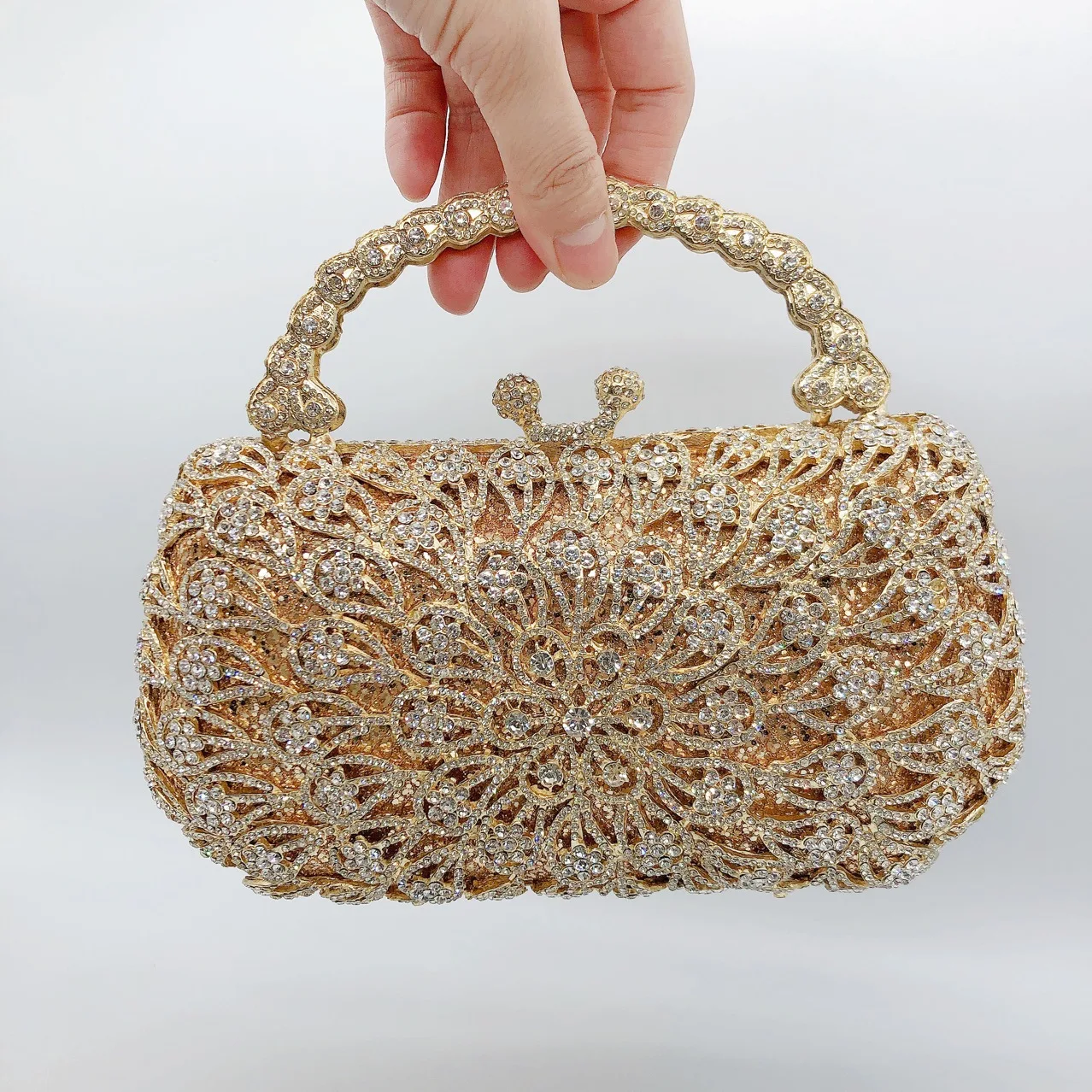 حقيبة عشاء ماسية على شكل زهرة، حقيبة ثقب الصخور، محفظة للولائم