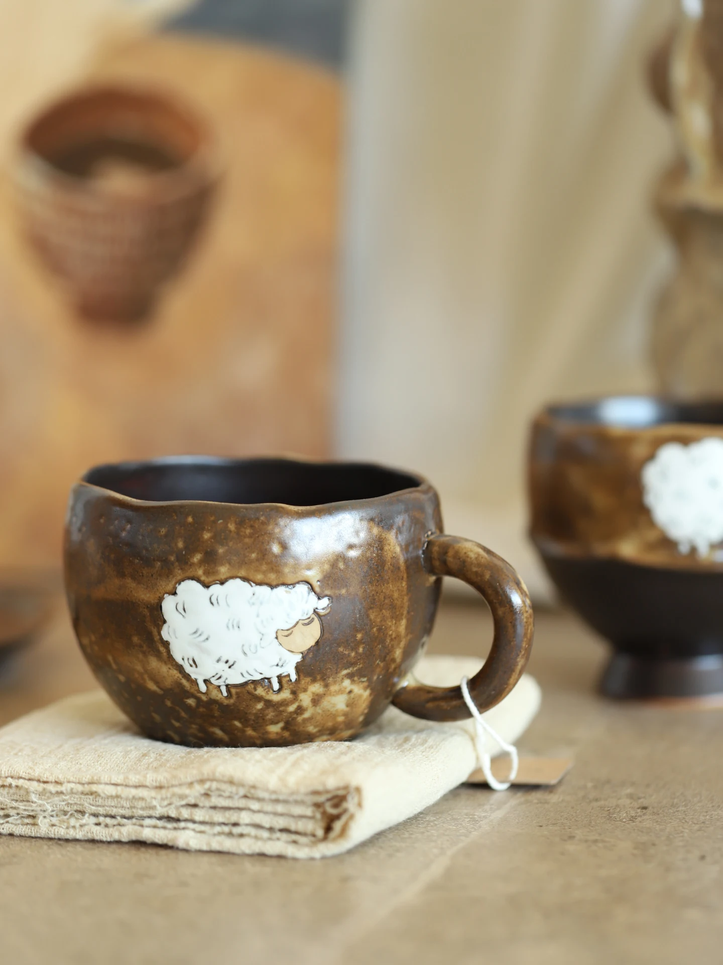 Retro Hand-Painted Ceramic Coffee Cup Dragon Egg Cup Underglaze Color High Temperature Resistant Middle-Aged Style Water Cup