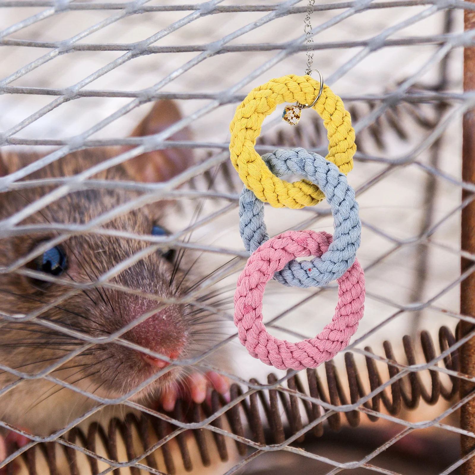 

Climbing Ring Hanging Rope Bite-Resistant Cloth for Hamster Mouse Bird Cage Small Animal Hanging Climbing Plaything