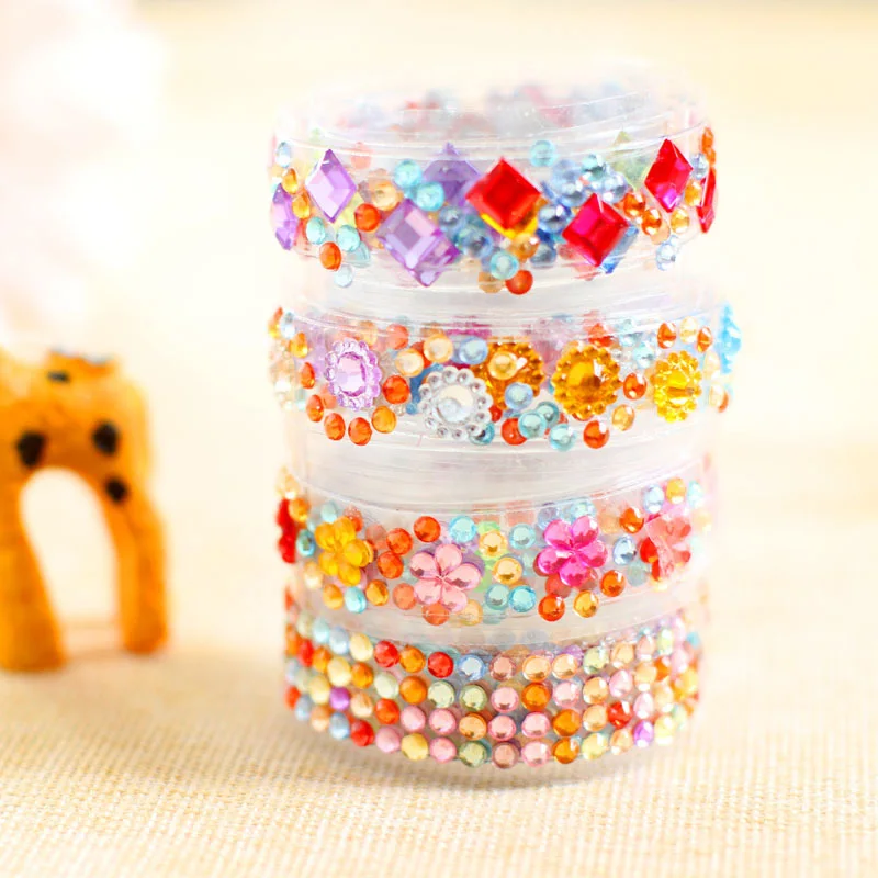 Self Adhesive Acrylic Crystal Rhinestone Diamond Stickers Tape Roll for Kids Handmade DIY Materials Album Notebook Decoration