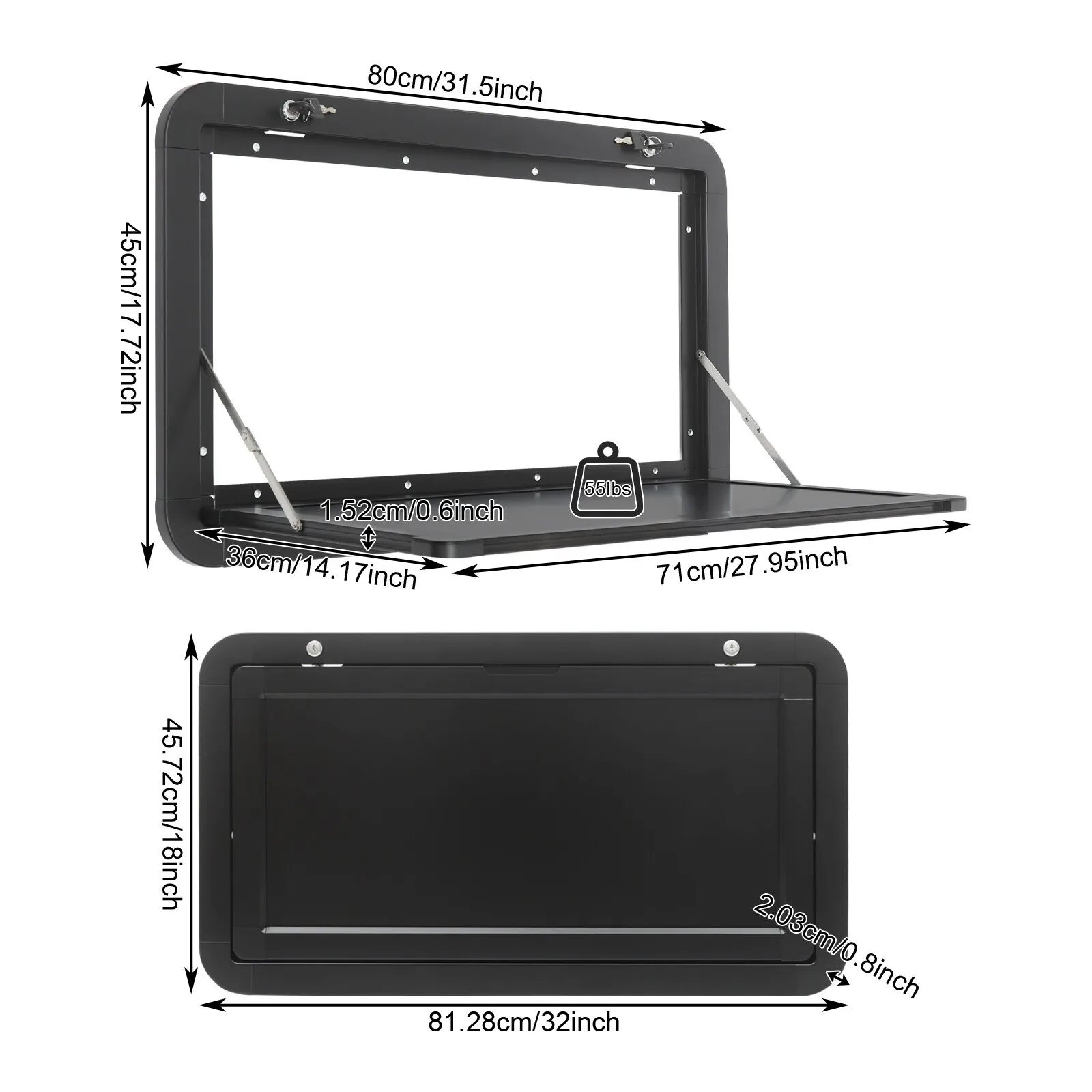 Запираемый складной стол для автофургона, вместимость 555 фунтов, настенный стол из алюминиевого сплава с 2 замками, компактный походный стол для дома на колесах