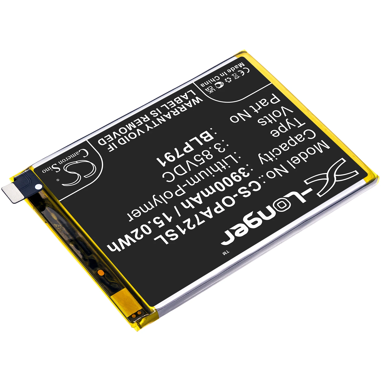 Replacement 3.85V 3900mAh Mobile SmartPhone Battery BLP791 for Oppo A72 A73 5G 2020 PDYM20 CPH2161 RENO4 4G