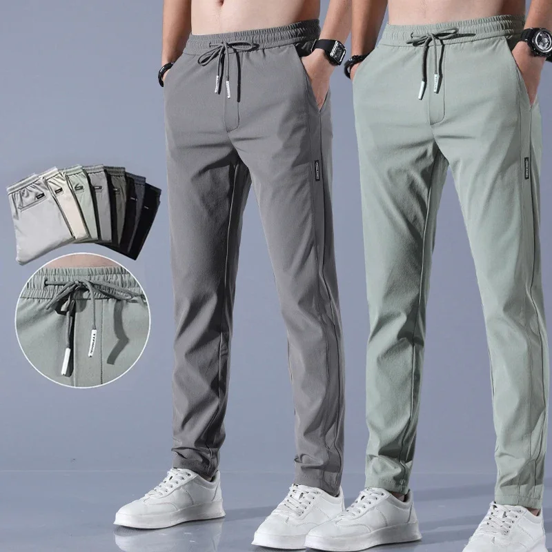 Men's Trousers Casual Solid Breathable Slim Straight Pants Male Joggers Thin Quick Dry Sweatpants Sports Pants Hiking Pants Men