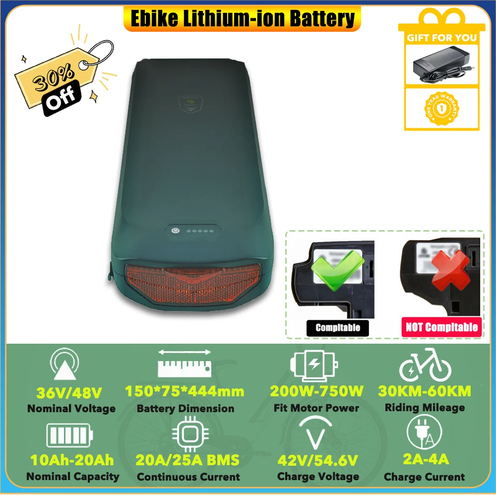 SAXONETTE City Plus Tiefeneinsteiger E-Bike Lithium-Akku 36V 10,4Ah 13Ah 14,5Ah 20Ah für Crussis Joycube JCEB360-11