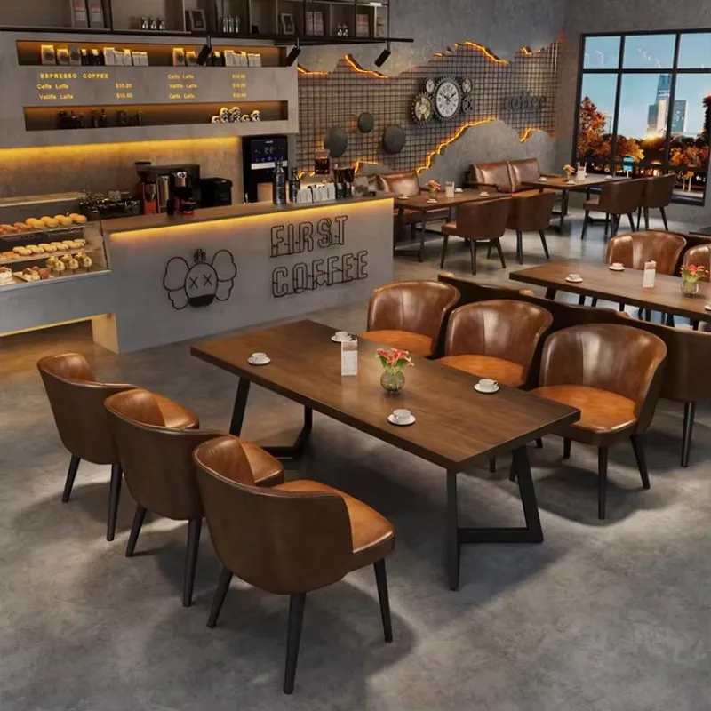 

Coffee Shop Oak Set Restaurant 4 Seat Dining Table Set Restaurant Dining Table and Chair Set