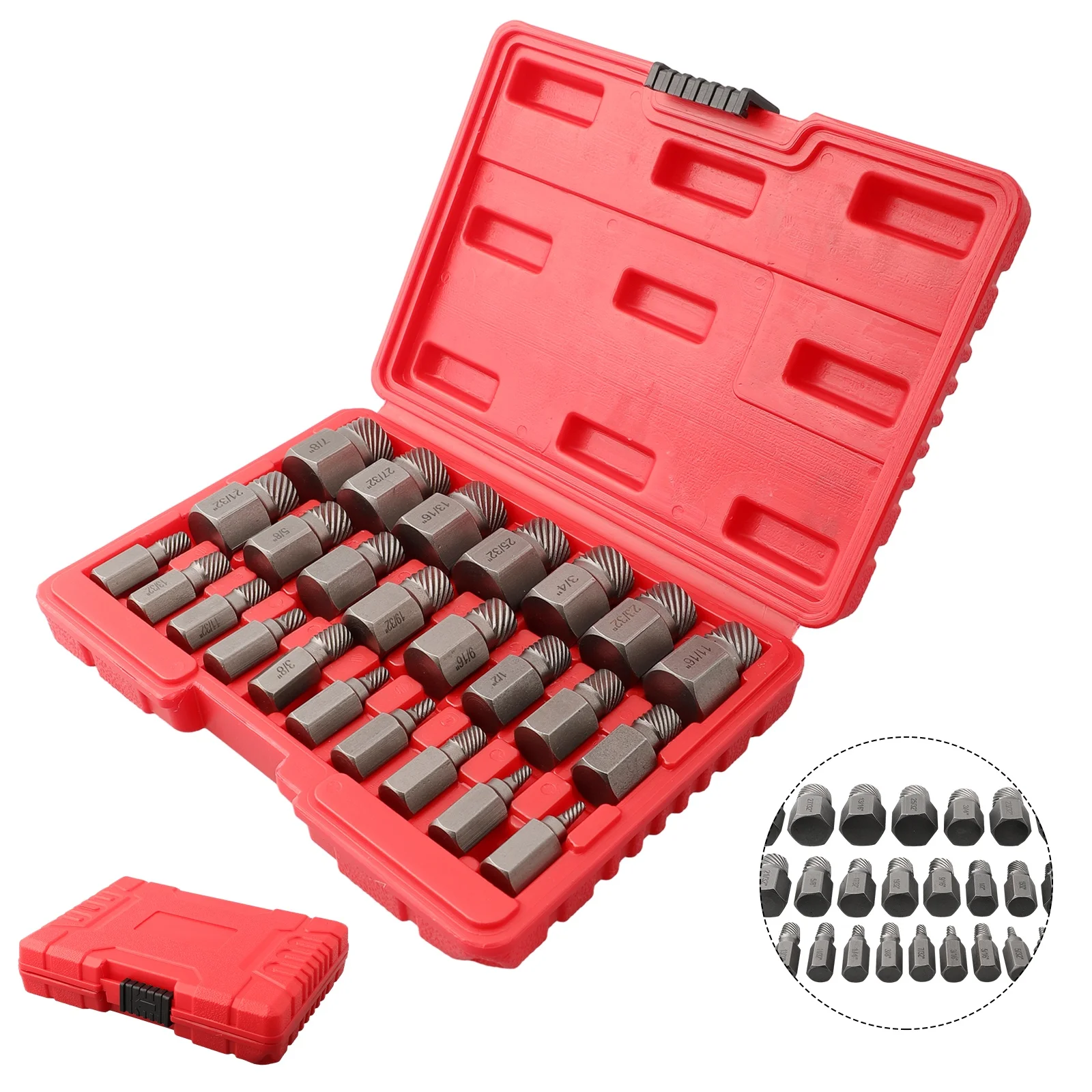 Hexagonal Screw Puller Set 25 Pieces Multi-tooth High Carbon Steel Round Bolt Puller Imperial Broken Head Screw Puller