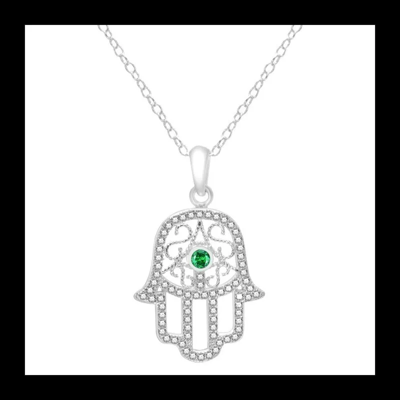 التجارة الخارجية s925 الفضة الاسترليني الأزرق نقطة الماس قلادة اليد الصغيرة نموذج قلادة خمر نمط آريس اليد