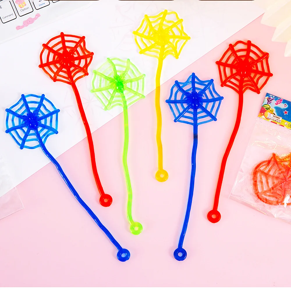 20/50/100Pcs Elastic Stretchable Sticky Spider Web Climbing Novelty Kids Toys Birthday Party Favor Halloween Party Decorations