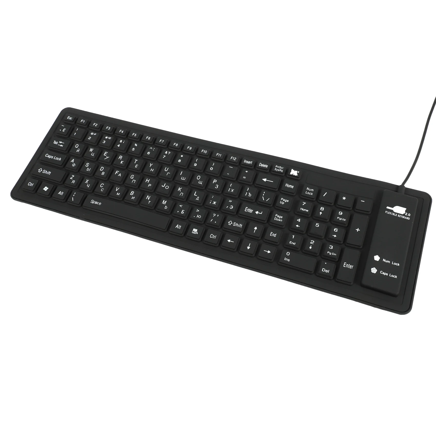 

Durable-103Keys Силиконовая клавиатура Русская раскладка USB-интерфейсная клавиатура Гибкая складная проводная клавиатура для ПК Настольный ноутбук