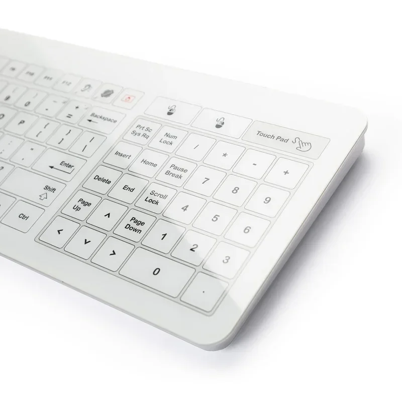 IP67 Waterproof Universal Serial Bus Medical Glass Keyboard with Touchpad Wired Mouse Combination