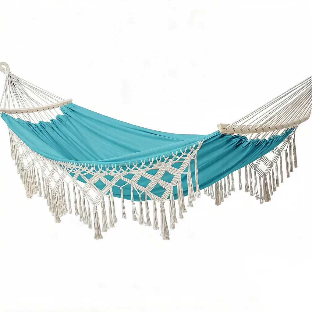 

Durable Eco-Friendly Portable Outdoor Furniture, Cotton Polyester Double Hammock for Patio, Garden and Camping