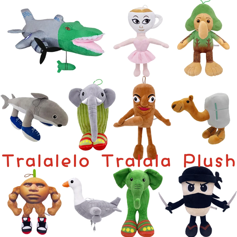 Peluche Tralalero Tralala Plush Tungtungtung Sahur, Muñeco de Peluche de Tiburón Italian Brain Rot, Peluches, Muñecos de Peluche, Juguetes, Regalos