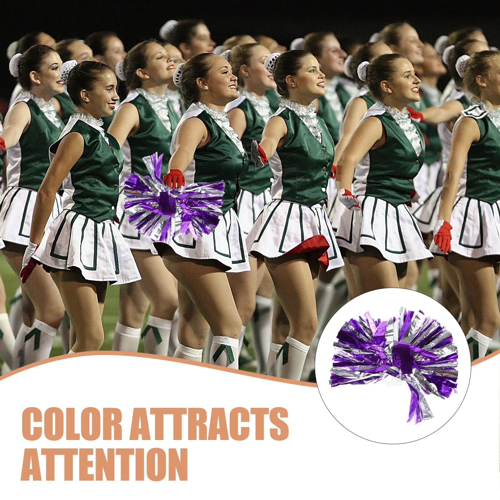 

6Pcs Attention-Getting Cheerleading Pom Poms Reusable for Competition Sports and Dancing Match Cheerleader Pom Poms